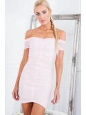 Carmen neckline dress, light pink ZZ213 - Online store - Boutique